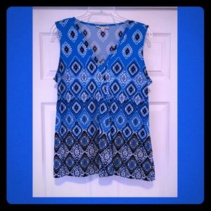 Adorable Blue Sleeveless Blouse-Medium